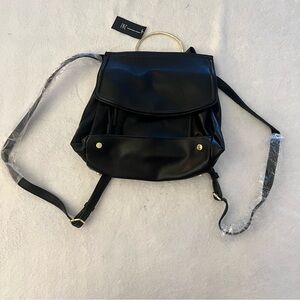 INC International Concepts Black Backpack with Gold Accents